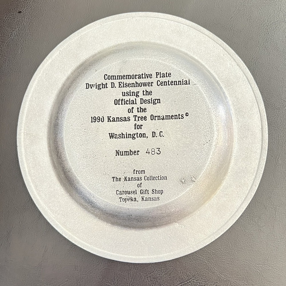 VINTAGE KANSAS EISENHOWER CENTENNIAL 1890 - 1990 COMMEMORATIVE PLATE NUMBER 483‎ - Picture 9 of 9